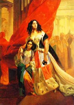 Portrait of Countess Yu. P. Samoilova and Her Ward Amacilia Pacini Leaving a Ball Artwork by Karl Pavlovich Bryullov