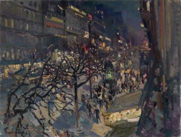 Boulevard Montmartre by Night Artwork by Constantin Alexeevich Korovin