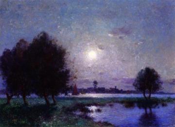 Banks of the Loire in Moonlight Artwork by Ferdinand du Puigaudeau