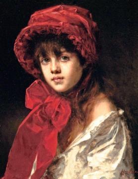 Girl in a Red Hat Artwork by Alexei Harlamoff