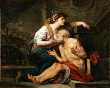 Cimon And Pero: Roman Charity Artwork by Jean-Baptiste Greuze