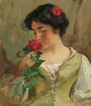 Girl with a Rose Artwork by Irving R. Wiles