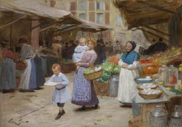 Market Scene Artwork by Victor Gabriel Gilbert