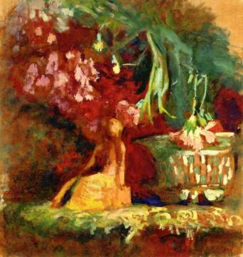 Carnations and Statuette Artwork by Edouard Vuillard