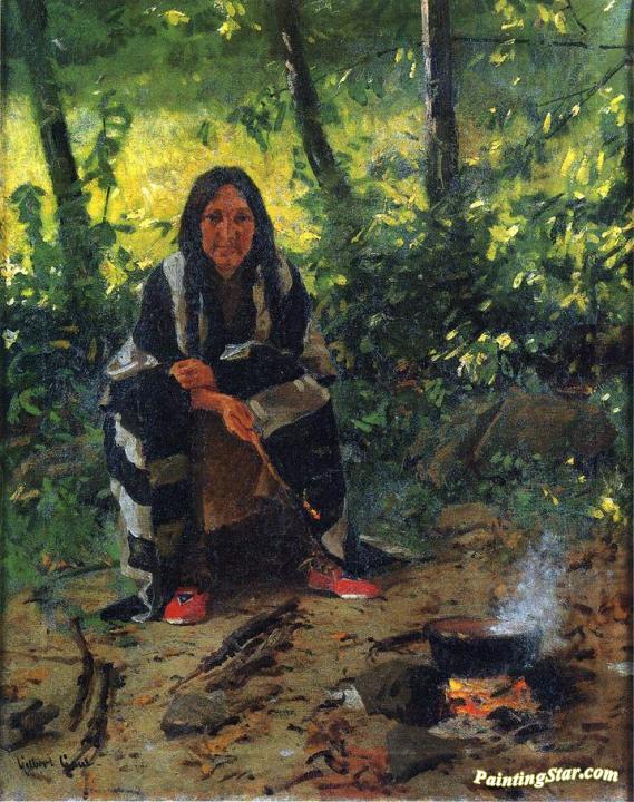 Tending the Fire Artwork by William Gilbert Gaul