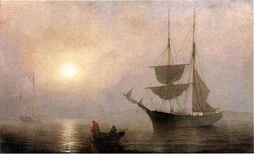 Ship in a Fog, Gloucester Harbor Artwork by Fitz Hugh Lane