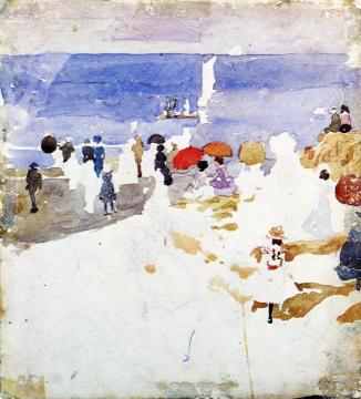 Sketch - Figures on Beach Artwork by Maurice Prendergast