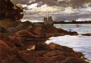 Close of Day on the Maine Shore Artwork by Willard Leroy Metcalf