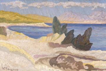 Landscape In Attica Artwork by Konstantinos Maleas