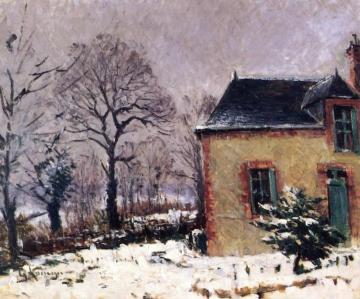 Rustic House by the River in the Snow Artwork by Gustave Loiseau