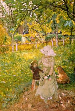 Sunny Morning, Lucy Hessel and Denise Natanson in the Garden at Les Pavillons, Villerville Artwork by Edouard Vuillard
