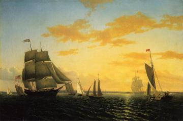 New Bedford Harbor at Sunset Artwork by William Bradford