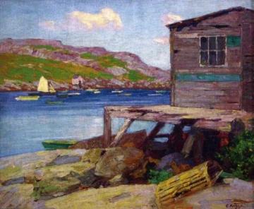 Lobster Shacks, Monhegan Island Artwork by Edward Potthast