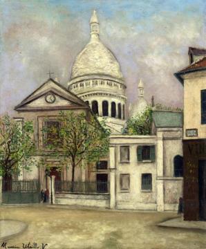 Eglise Saint-Pierre and the Coupola of Sacre-Coeur Artwork by Maurice Utrillo