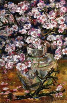 Cherry Blossoms in a Vase Artwork by Natalia Goncharova