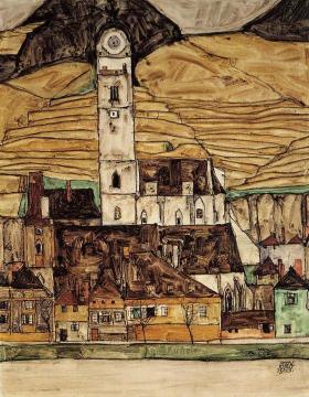 Stein on the Danube (small version) Artwork by Egon Schiele