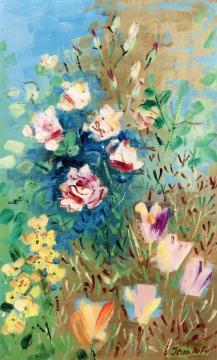 Flowers In A Bronze Bucket Artwork by Jean Dufy