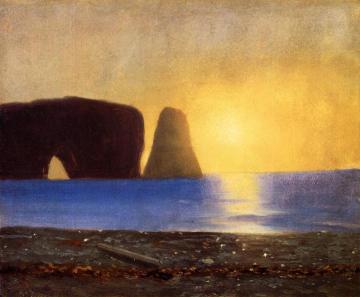 The Sun Sets, Perce Rock, Gaspe, Quebec Artwork by William Bradford