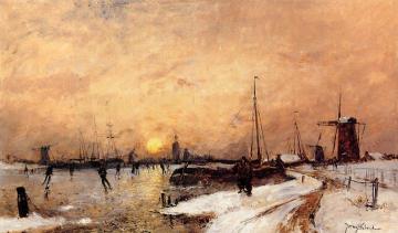 Skaters at Dordrecht Artwork by Johan Berthold Jongkind