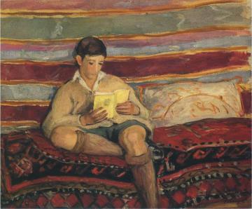 Young boy reading Artwork by Henri Lebasque