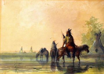 Indian Village Artwork by Alfred Jacob Miller