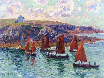 Fishing Boats, Finistere Artwork by Henry Moret