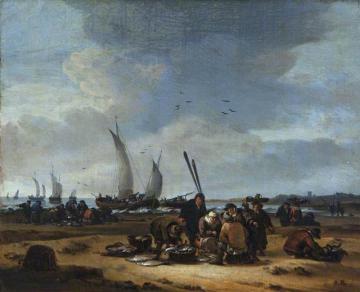 Fishermen Selling Their Catch on the Beach Artwork by Egbert van der Poel
