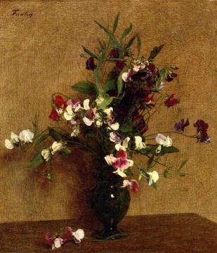 Sweet Peas in a Vase Artwork by Henri Fantin-Latour