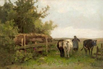 A Woman Driving Cattle Artwork by Anton Mauve