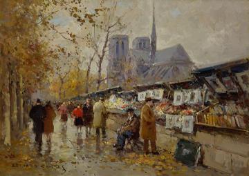 Bouquinistes de Notre-Dame Artwork by Edouard Léon Cortes