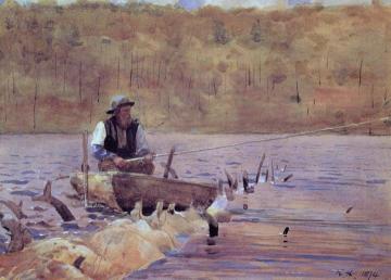 Man in a Punt, Fishing Artwork by Winslow Homer