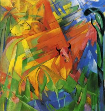 Animals In Landscape Artwork by Franz Marc