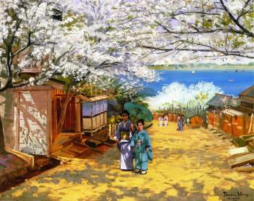 Sunshine And Cherry Blossoms, Nogeyama, Yokohama Artwork by Theodore Wores