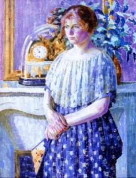 Woman Before A Fireplace Artwork by Louis Ritman
