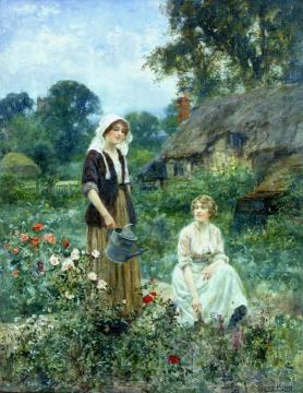 Watering the Roses Artwork by Henry John Yeend King