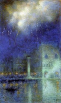 Fireworks In Venice Artwork by Lucien Lévy-Dhurmer