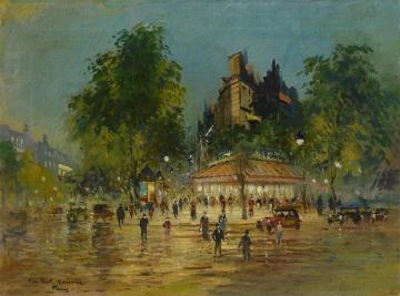 Parisian Street at Night Artwork by Constantin Alexeevich Korovin