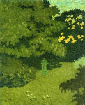 Woman In A Green Dress In A Garden Artwork by Pierre Bonnard