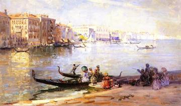 Blue Lagoon Fringed Round With Palaces Artwork by Sir Arthur Streeton