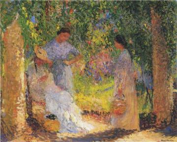 Trois Femmes dans un jardin Artwork by Henri Martin