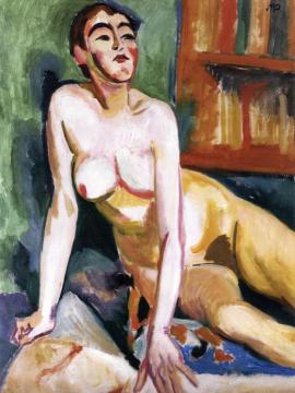 Seated Female Nude, Sonja Artwork by Hermann Max Pechstein