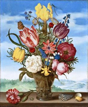 Bouquet Of Flowers On A Ledge Artwork by Ambrosius Bosschaert