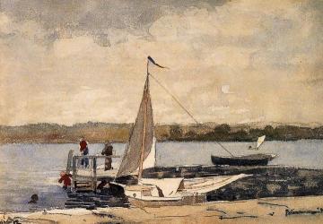 A Sloop at a Wharf, Gloucester Artwork by Winslow Homer