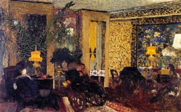 Interior, The Salon with Three Lamps, Rue Saint-Florentin Artwork by Edouard Vuillard