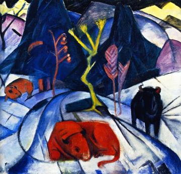 Bison in Winter Artwork by Franz Marc
