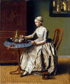 A Lady Pouring Chocolate Artwork by Jean Etienne Liotard