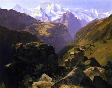 A View of the Jungfrau Massif seen from Above, Interlaken Artwork by Alexandre Calame