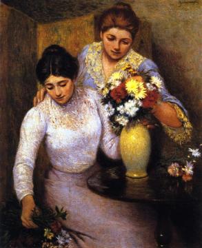 Arranging Flowers Artwork by Federico Zandomeneghi