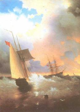 Sailing ship Artwork by Ivan Constantinovich Aivazovsky