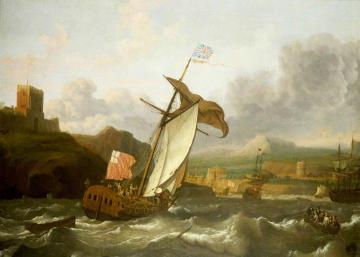 An English Yacht Sailing into Plymouth Artwork by Ludolf Bakhuizen
